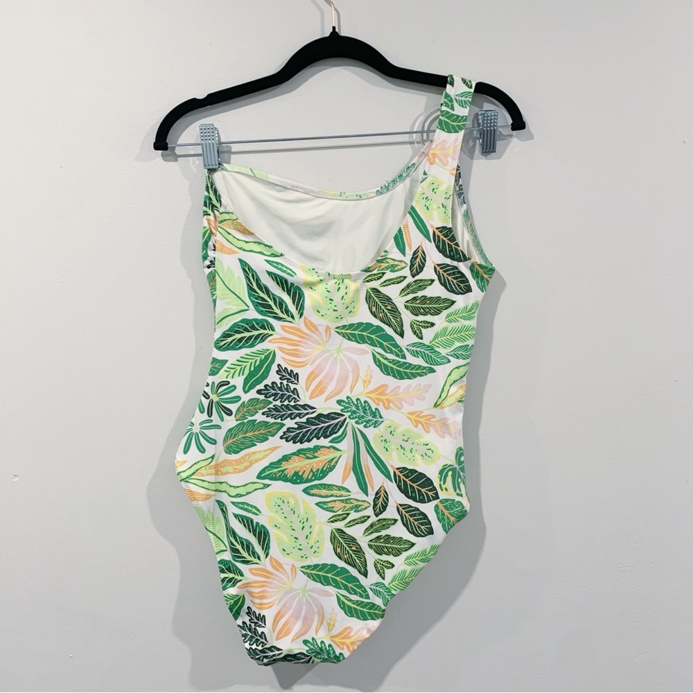 SOLID & STRIPED The Juliana Palm Leaf One-Shoulder Swimsuit - Picture 3 of 8